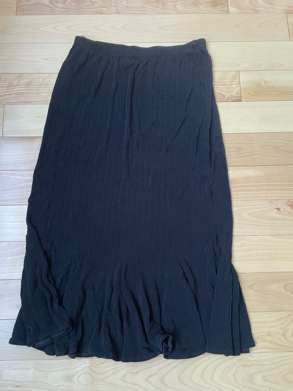TanJay Black Maxi Skirt with Subtle Ruffle Hem